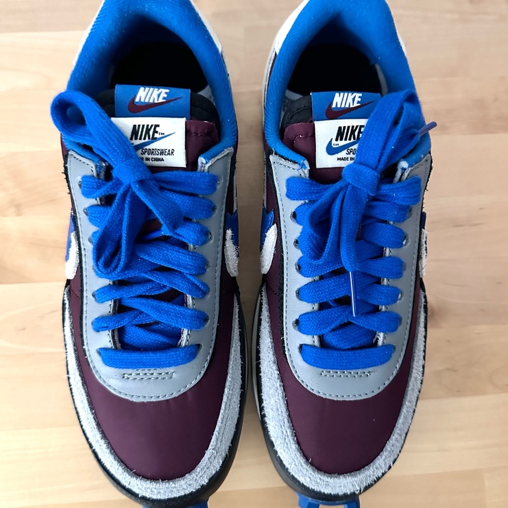 Undercover x Sacai x Nike LD Waffle, Limited-edition, Night Maroon Team Royal
